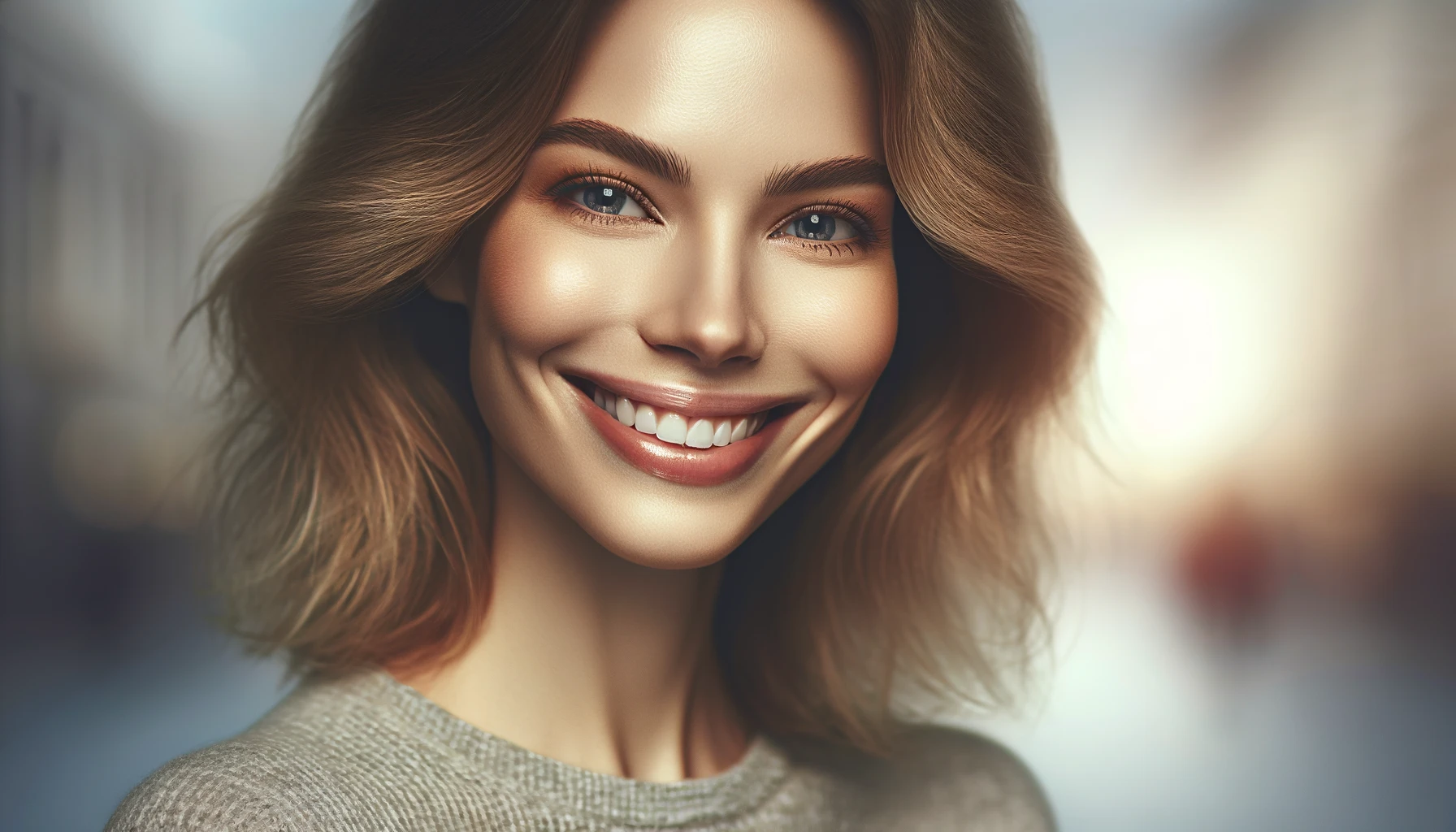 a beautiful woman with a radiant smile thinks whether Turkey is good for cosmetic surgery.