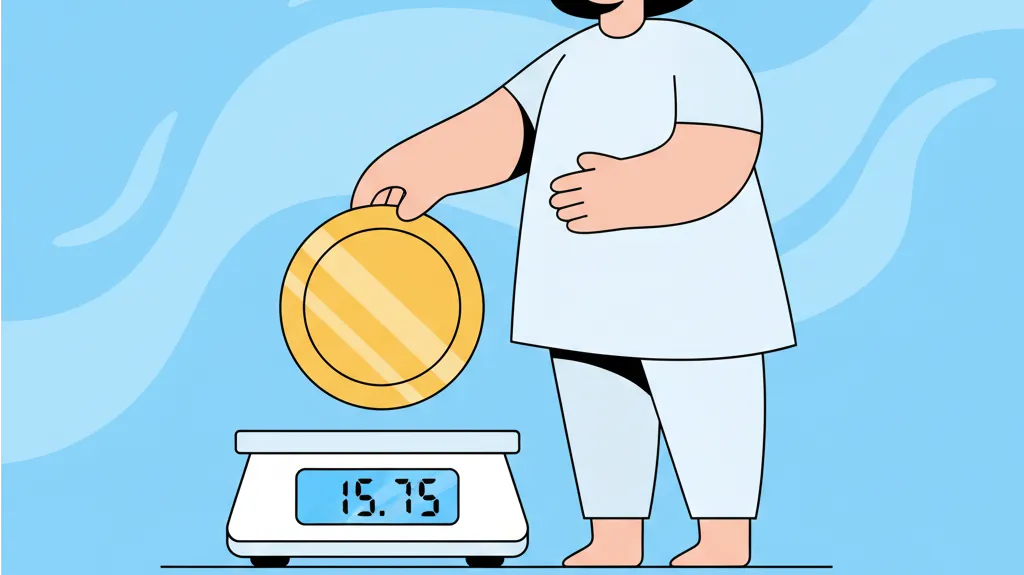 checking the weignt of a coin with digital scale